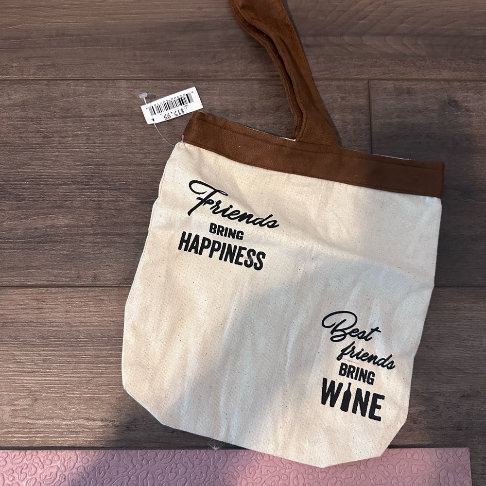 Canvas Tote Bag with Brown Handle